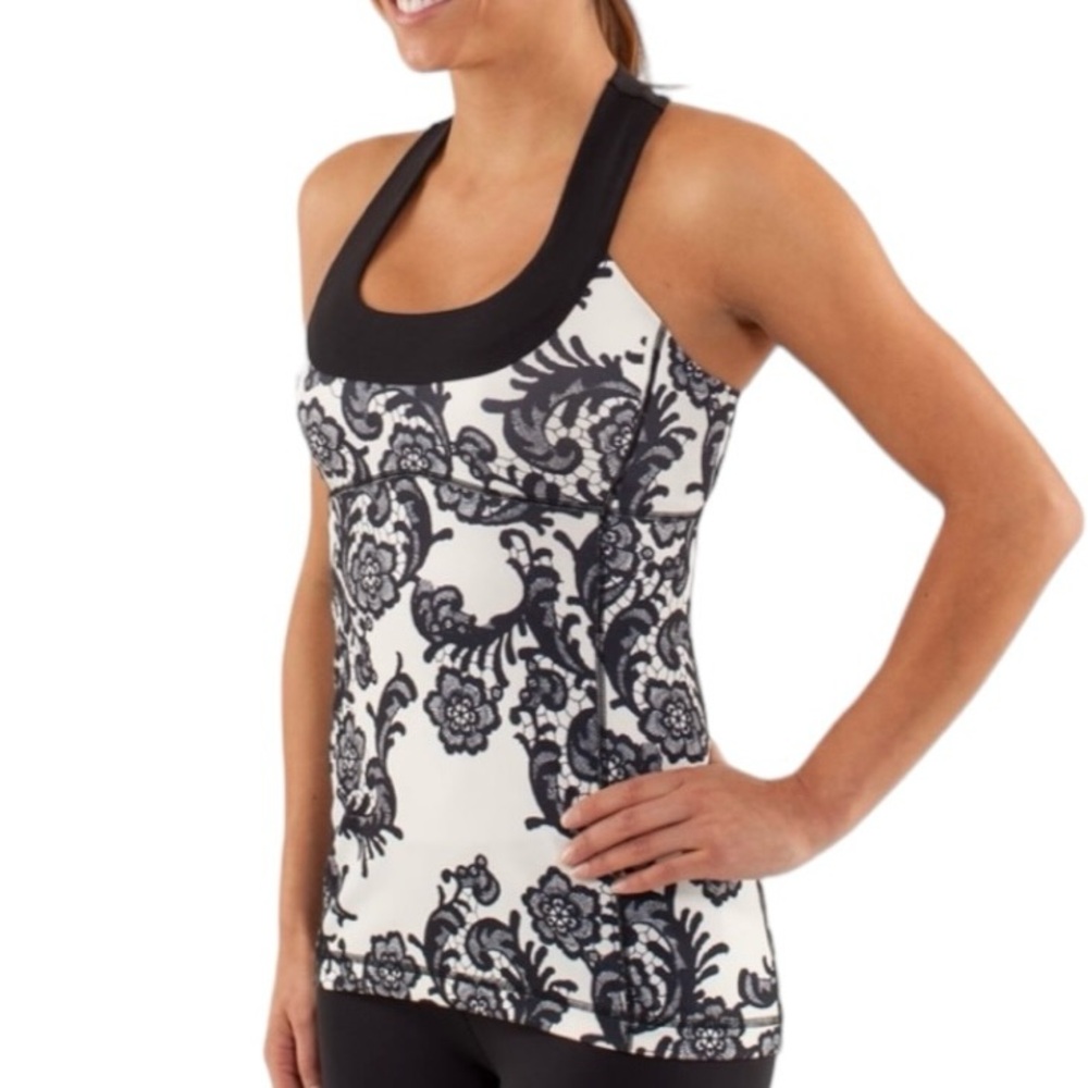 Lululemon Athletica Fitted Black and White Tank Top